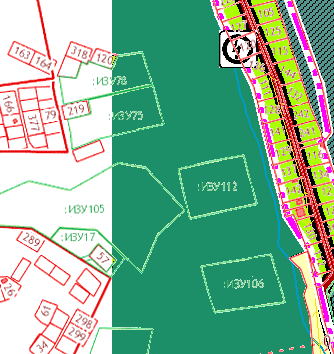 Кусочки границ СНТ на генплане в районе участка 120 и 57