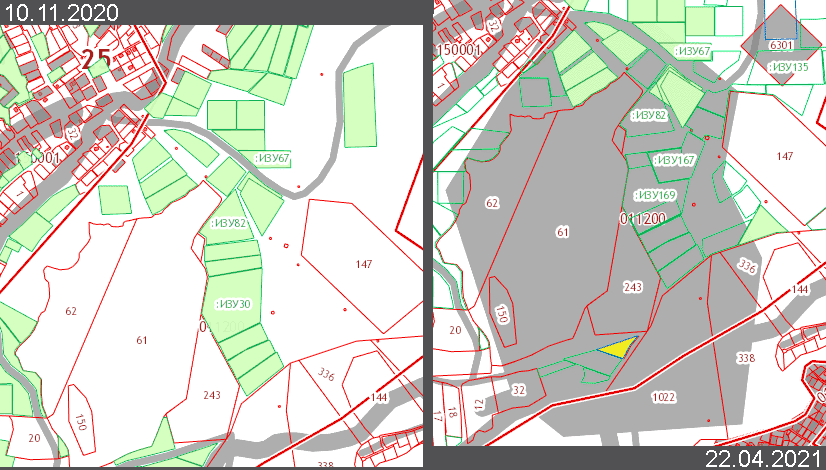 Сравнение карты ФИС  10.11.2020 - 22.04.2021
